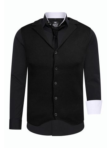 Rusty Neal Hemd mit Weste und Krawatte in Schwarz / Weiß