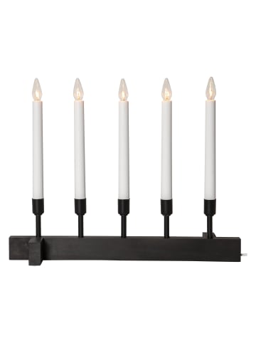 STAR Trading Kerzenleuchter ,Vind, 5-flammig, Materialmix, matt schwarz