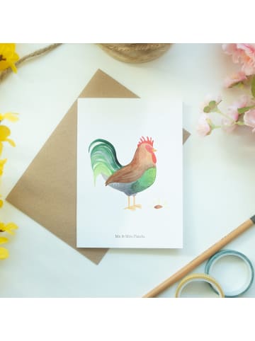 Mr. & Mrs. Panda Klappkarte Hahn Korn ohne Spruch in Weiß