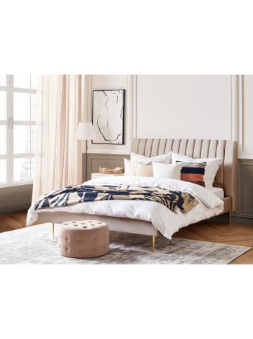 Beliani Doppelbett MARVILLE in Beige/Gold - (W) 202 x (H) 124 x (L) 225 cm