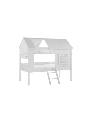 58 aufm Kessel BAUMHAUS Bett mit Vorhang Kanika 209x185x137 aus MDF in Weiß