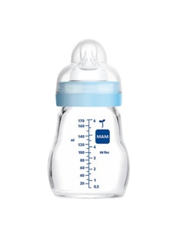 MAM Babyflasche Feel Good, Glas, 170 ml, ab 0M in Blau