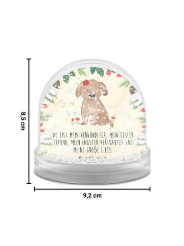 Mr. & Mrs. Panda Weihnachts Schneekugel Hund Dame mit Spruch in Naturpapier