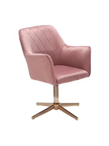 KADIMA DESIGN Sessel-Drehstuhl: Samtbezug, Eisenuntergestell, Armlehnen, 360° drehbar in Rosa