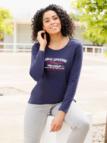 Sieh an! Langarmshirt in marine-ecru-bedruckt