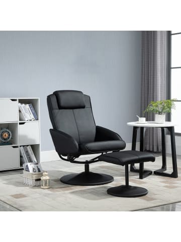 HOMCOM Relaxsessel mit Hocker-L78 × B67 × H98 cm-Schwarz