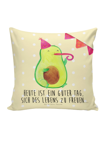 Mr. & Mrs. Panda Sofakissen Avocado Party mit Spruch in Gelb Pastell
