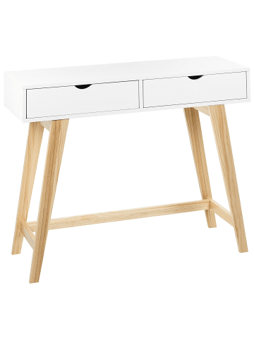 Beliani Konsolentisch SULLY in Weiß/Braun - (W) 101 x (H) 78 x (L) 36 cm