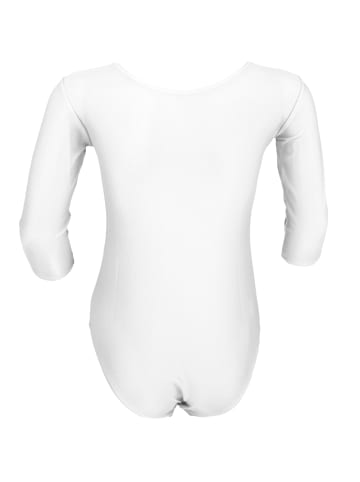 Aquarti Mädchen Ballett Trikot 3/4 Arm in weiß