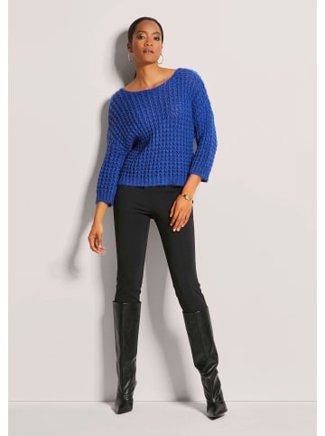 MADELEINE Boxy-Strickpullover mit Ajour-Design in royalblau