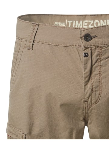 Timezone Einfarbige knöchellange Hose Reißverschlusstaschen in Beige