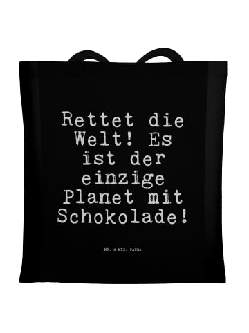 Mr. & Mrs. Panda Tragetasche Rettet die Welt! Es... mit Spruch in Schwarz