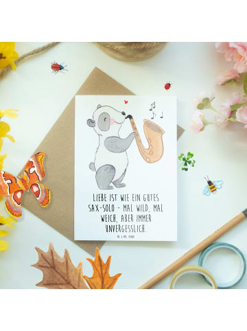 Mr. & Mrs. Panda Grußkarte Saxophon Liebe mit Spruch in Weiß