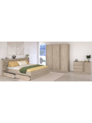 Parisot Schlafzimmer-Set 3-teilig Eiche japanisch, Komplettset mit Bett 180 x 200 cm