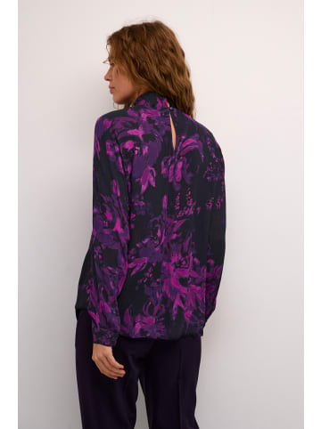 Kaffe Langarm-Bluse KAamber Regular fit in Black/Purple Painted Flower