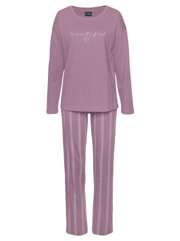 Vivance Active Pyjama in mauve gestreift