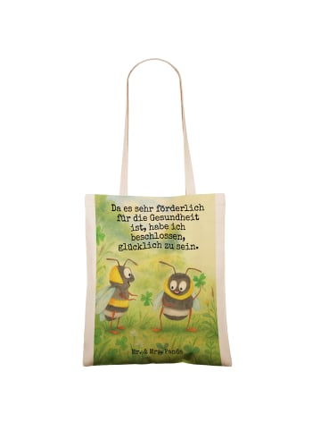 Mr. & Mrs. Panda Jutebeutel Hummeln Kleeblatt Design mit Spruch in Weiß