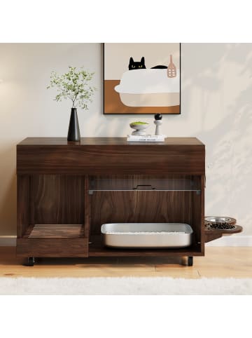 ABRIHOME Katzenkloschrank in Nussbaumfarbe - 100×45.5×67cm