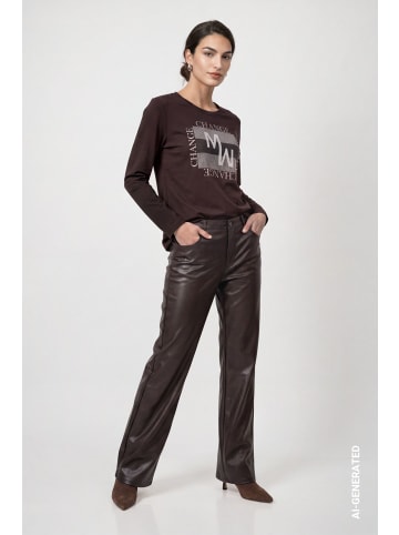 monari Langarmshirt mit Schmuckdetails in Black Coffee