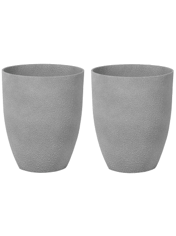 Beliani 2-tlg Outdoor Blumentopf CROTON in Grau
