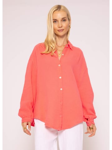 SASSYCLASSY Ultra Oversize Musselin-Blusenhemd kürzere Variante in Koralle