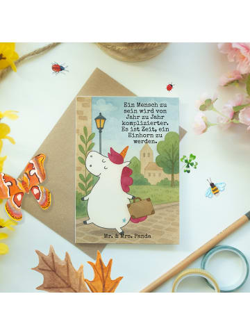 Mr. & Mrs. Panda Klappkarte Einhorn Koffer Design mit Spruch in Weiß