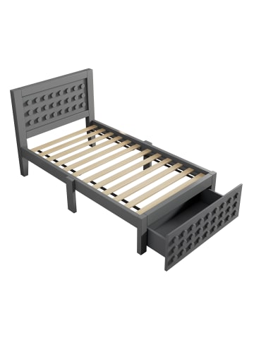 ABRIHOME Kinderbett in Grau 90x200 cm mit Schubladen und Stauraum ohne Matratze