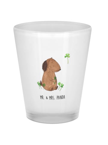 Mr. & Mrs. Panda Schnapsglas Hund Kleeblatt ohne Spruch in Transparent