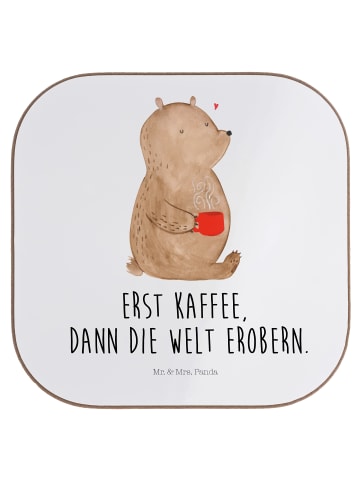 Mr. & Mrs. Panda Untersetzer Bär Kaffee mit Spruch in Weiß