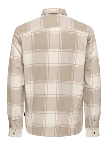 Only&Sons Freizeit Karohemd Holzfäller Kariertes Flanellhemd in Beige