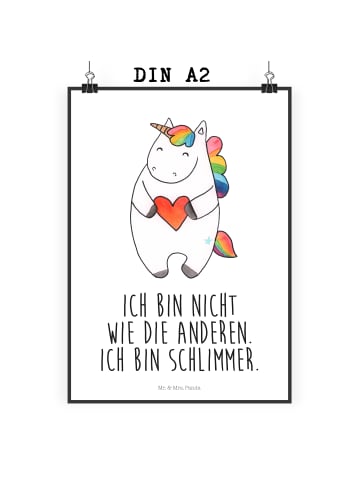 Mr. & Mrs. Panda Poster Einhorn Herz mit Spruch in Weiß