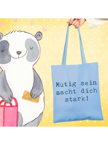 Mr. & Mrs. Panda Shopping Tasche Spruch Angst überwinden mit Spruch in Sky Blue