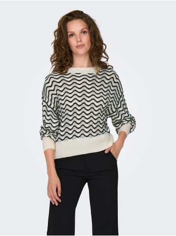 JACQUELINE de YONG Struktur Strickpullover Wellen Streifen Muster JDYRITA in Weiß
