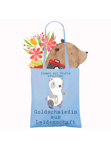 Mr. & Mrs. Panda Tote Bag Goldschmiedin Leidenschaft mit Spruch in Sky Blue