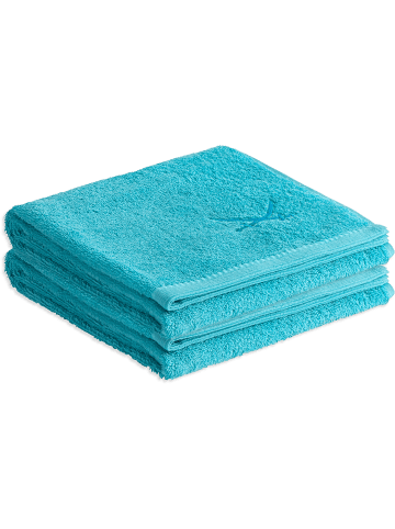 Sansibar 2er Handtuch-Set „Frottier-Kollektion Classic“, 50x100 cm in Türkis