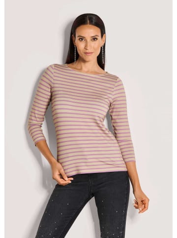MADELEINE Ringelshirt mit U-Boot-Ausschnitt, Halbarm in malve / cappuccino