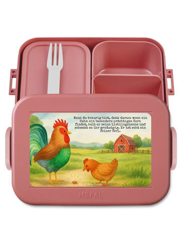 Mr. & Mrs. Panda MEPAL Bentobox Hahn Korn Design mit Spruch in Rot Pastell