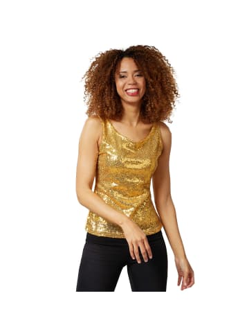 tectake Damen-Träger-Top mit Rundhalsausschnitt, gold