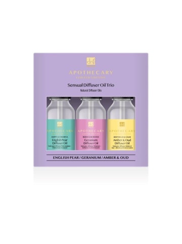 Dr. Botanicals 3-tlg. Set: Diffusoröle Birne, Amber & Oud, Geranie je 15 ml