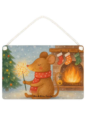 Mr. & Mrs. Panda Schild Maus Weihnachten Design ohne Spruch in Weiß