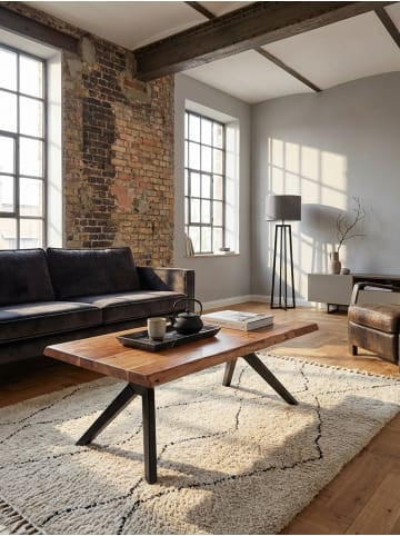 KADIMA DESIGN Couchtisch 115x37x64 cm Akazie Massivholz / Metall Baumkante, Design