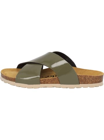 Palado Pantoletten Rianel in Khaki Lack