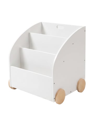 relaxdays Bücherregal „3 Fächer“ in Weiß/ Natur – (B)46 x (H)43,5 x (T)40 cm