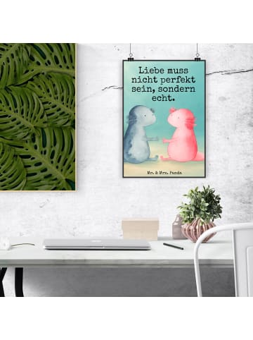 Mr. & Mrs. Panda Poster Axolotl Liebe Design mit Spruch in Weiß
