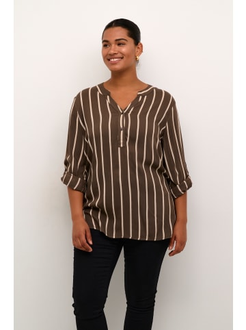 KAFFE curve Langarm-Bluse KCsida Regular fit in Major_Brown/ Beige Stripe