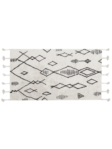 Beliani Kurzflor KEBIR in Weiß/Schwarz - (W) 80 x (H) 2 x (L) 150 cm