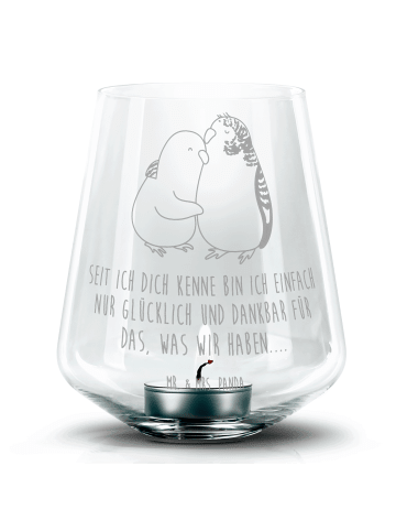 Mr. & Mrs. Panda Gravur Windlicht Wellensittich Liebe mit Spruch in Transparent