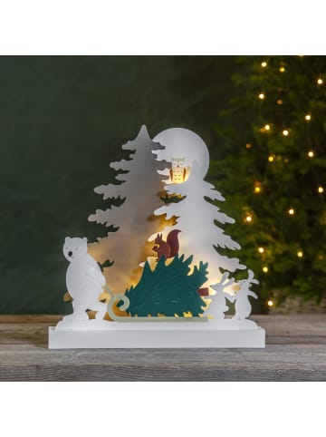 STAR Trading LED-Dekoleuchte Forest Friends, Batterie, Holz, Tiermotive, 38cm