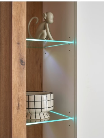 Furn.Design Wohnwand weiß matt, Evoke Eiche, Wohnkombination Set 4-teilig 350 cm