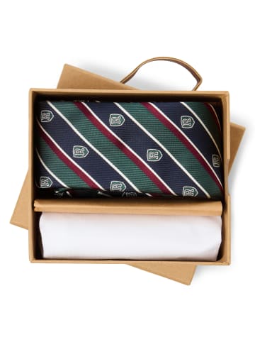 Finshley & Harding London Fliege und Einstecktuch in tanne marine - 0001